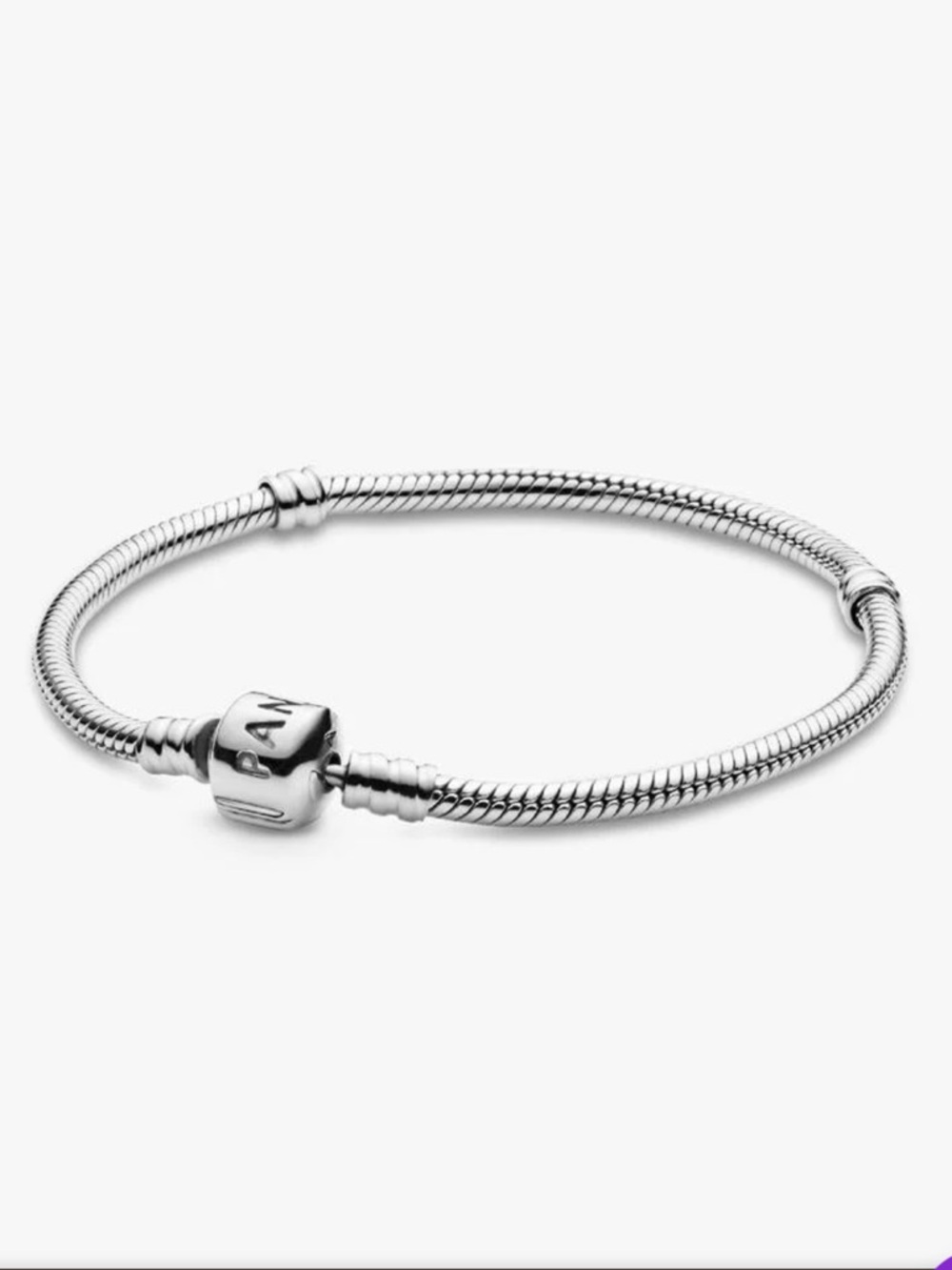 (7.1 inch) Pandora Sterling Silver Barrel Clasp Snake Chain Bracelet